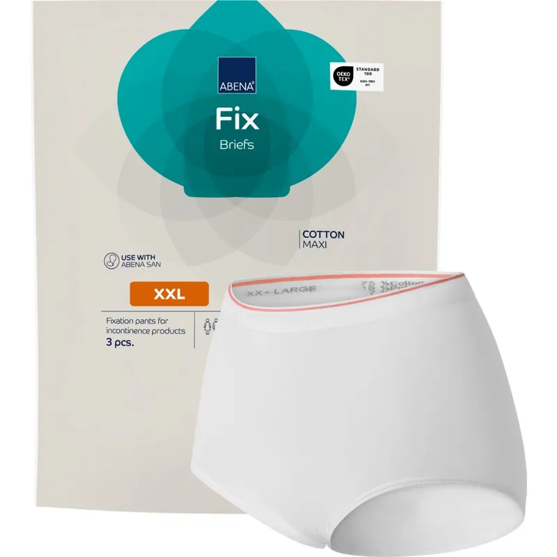 ABENA Fix Briefs Cotton Maxi - Baumwoll Fixierhose OHNE Bein | 3er Pack - Gr. - XXL Highlight