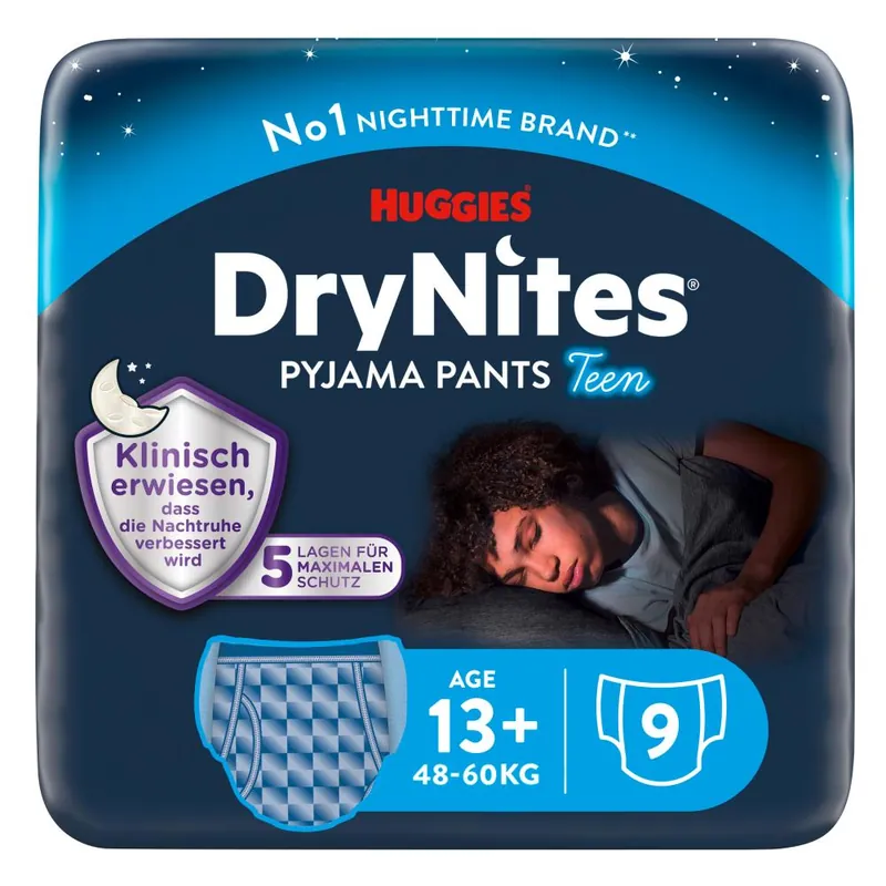 Finale Aktion Huggies DryNites® Pyjama Pants für JUNGEN ab 13+ Jahre - 9 Stück Packung