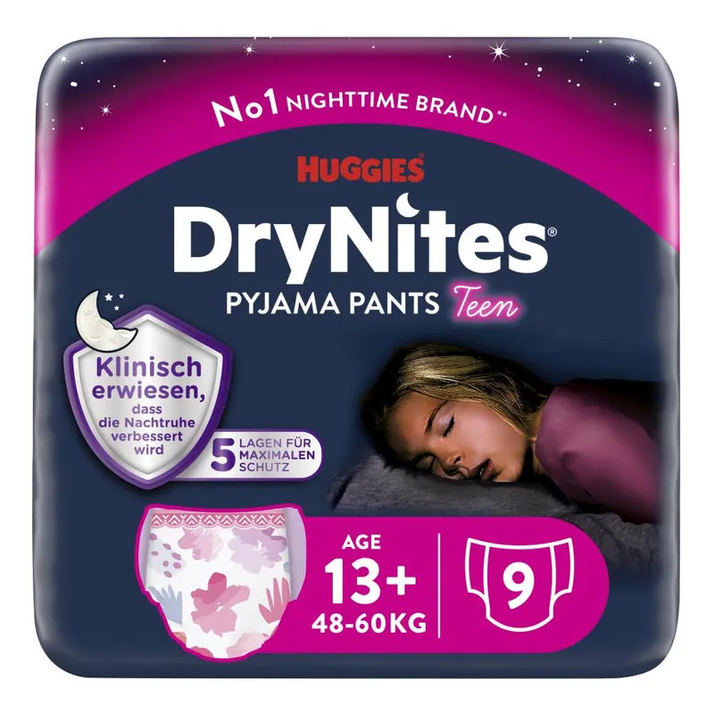 Huggies DryNites® Pyjama Pants für MÄDCHEN ab 13+ Jahre - 9 Stück Packung Billig
