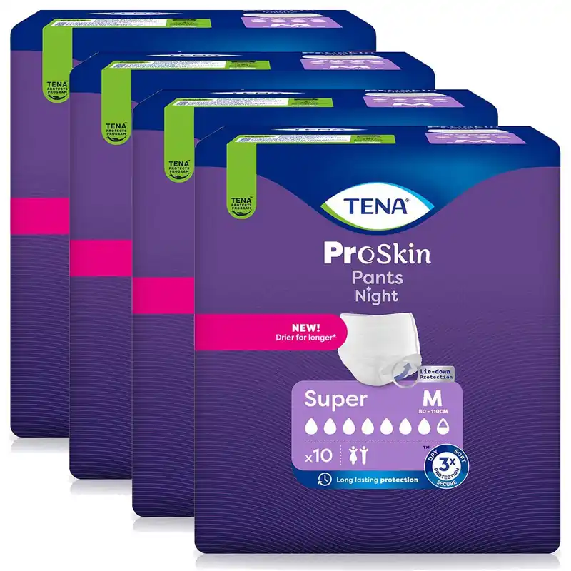 Neu TENA Pants ProSkin Super NIGHT - Medium (M) - 4x10 St. Karton - Vorteilspack