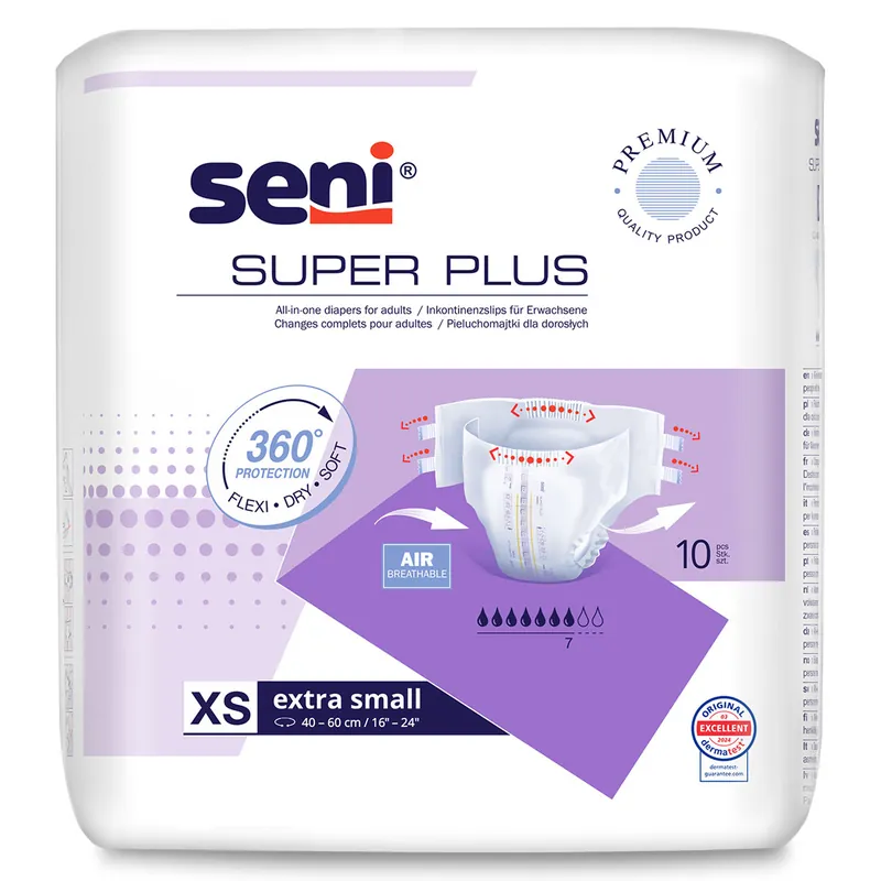 SENI Super PLUS - Inkontinenzwindeln - Gr. 0 EXTRA SMALL (10 St Einzelpack) Neue Kollektion