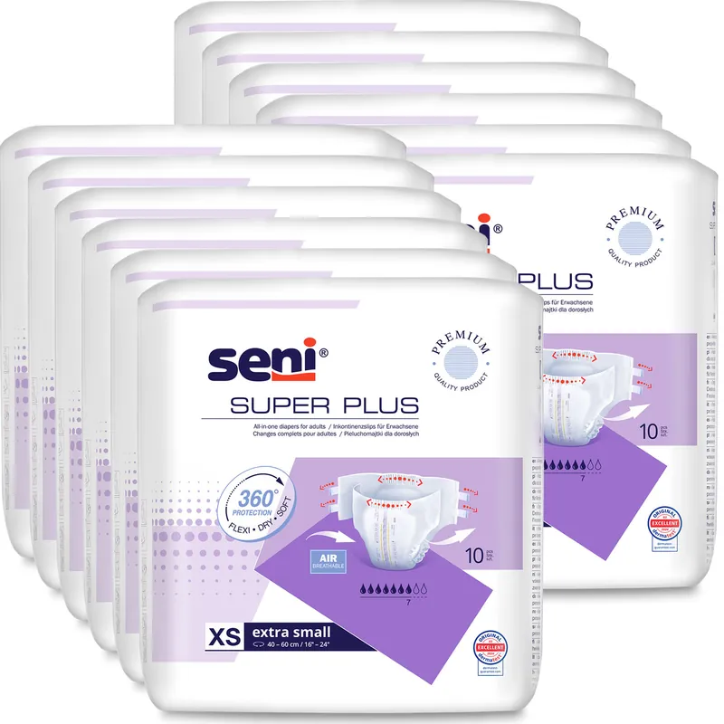 SENI Super PLUS - Inkontinenzwindeln - Gr. 0 EXTRA SMALL 120 (12x10 Stück) Bestseller