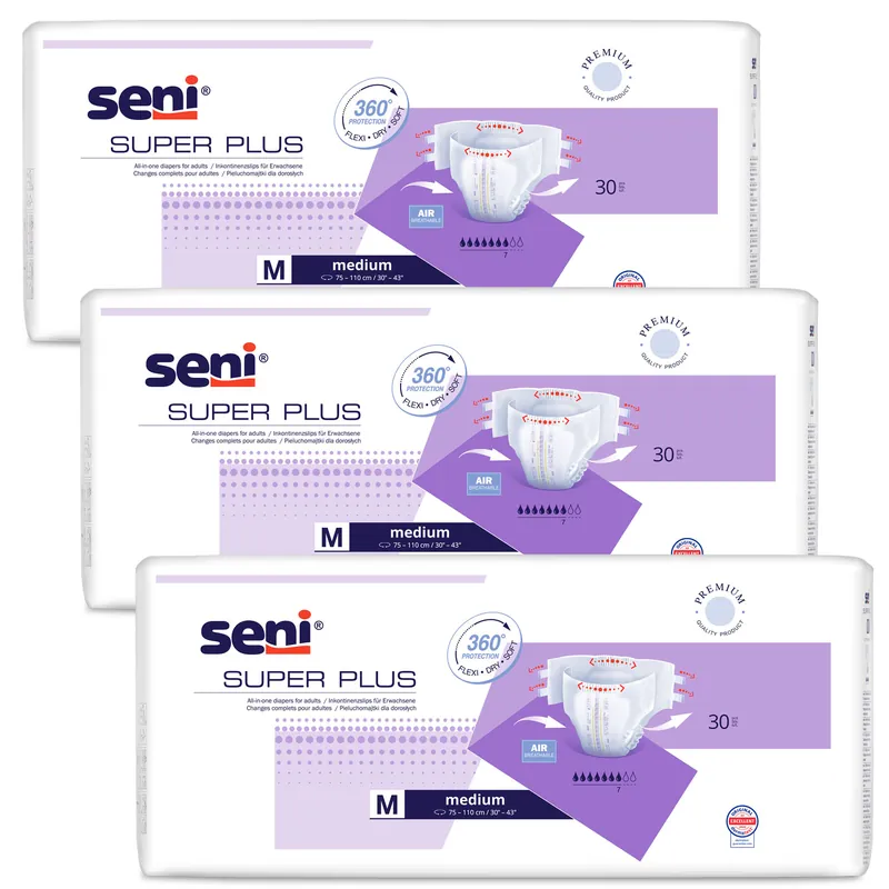 SENI Super PLUS - Inkontinenzwindeln - Gr. 2 MEDIUM 90 (3x30 Stück) Rabatt