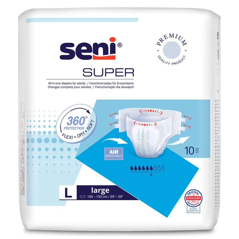 Markenprodukt SENI Super - Inkontinenzwindeln - Gr. 3 LARGE (10 St Einzelpack)