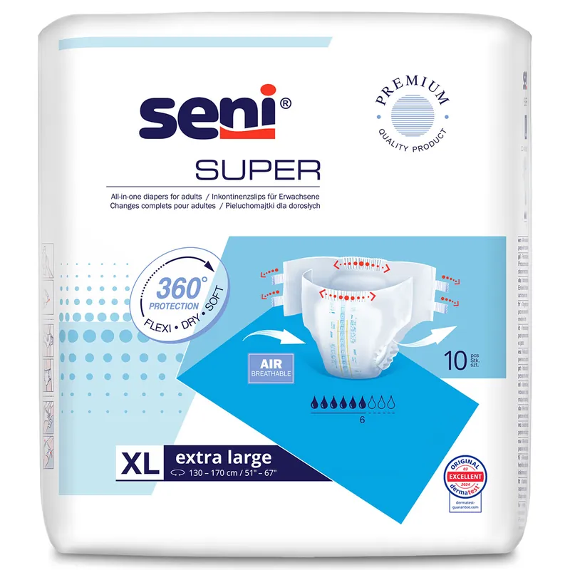 SENI Super - Inkontinenzwindeln - Gr. 4 EXTRA LARGE (10 St Einzelpack) Markenware