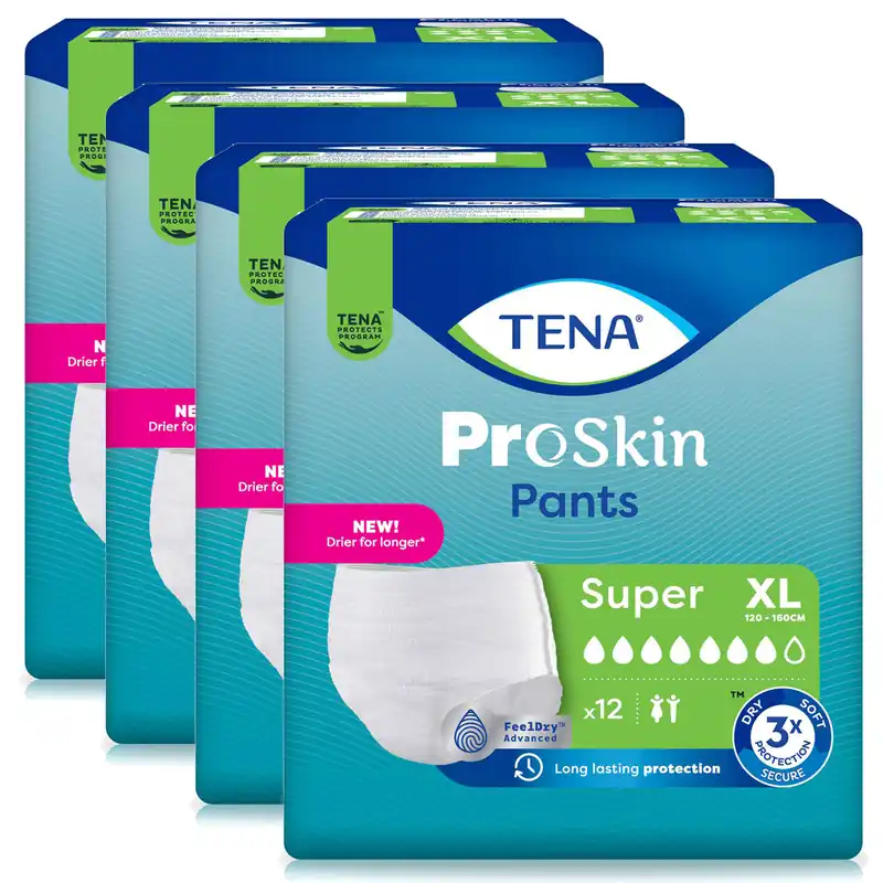 Expressversand TENA ProSkin Pants SUPER - saugstark - Extra Large (XL) - 4x12 Stück