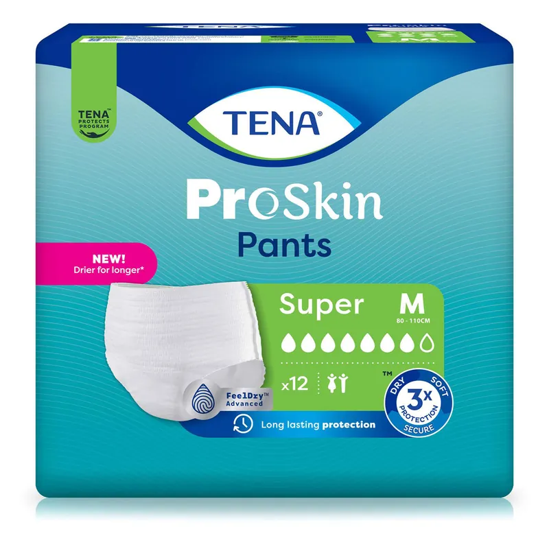 TENA ProSkin Pants SUPER - saugstark - Medium (M) - 12 Stück Packung Geprüft