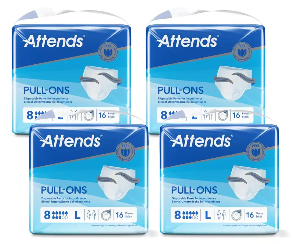 ATTENDS Pull-Ons 8 (Super) - saugstarke Pants - Large - 4x16 Stück Nur Für Kurze Zeit