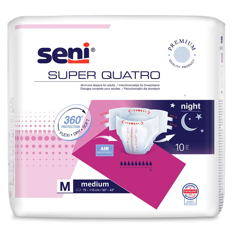 SENI Super QUATRO - Inkontinenzwindeln - Gr. 2 MEDIUM (10 St Einzelpack) Direktkauf