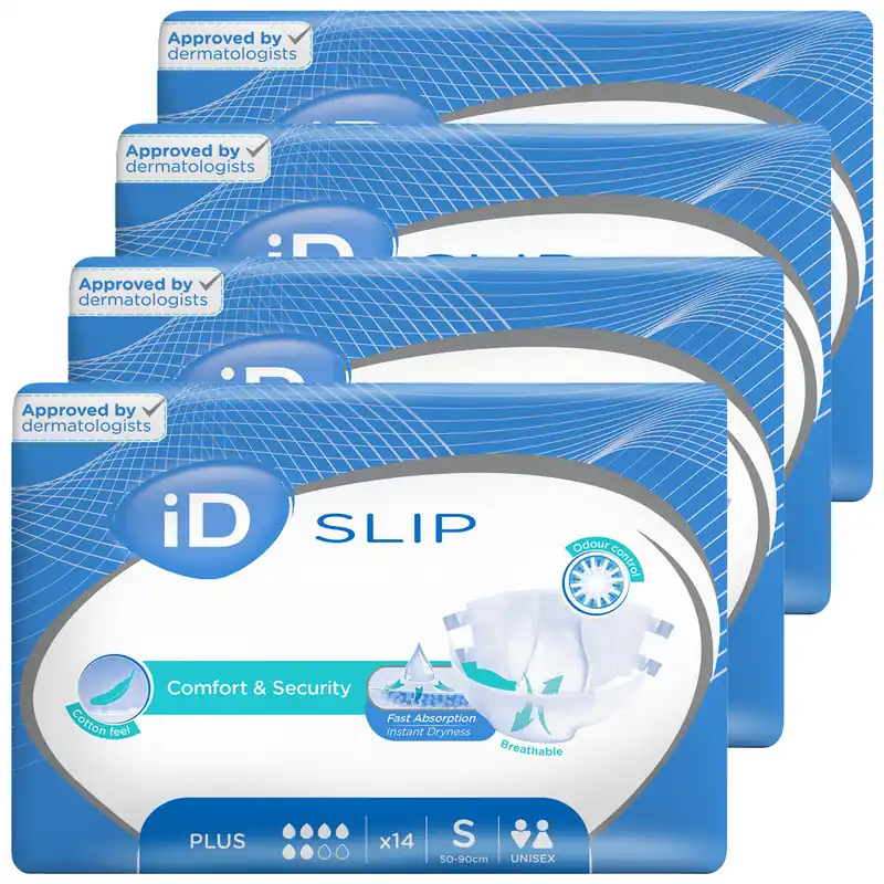 Solange Der Vorrat Reicht iD Slip PLUS - Inkontinenzwindeln - Gr. Small (S) - 4x14 St. Karton