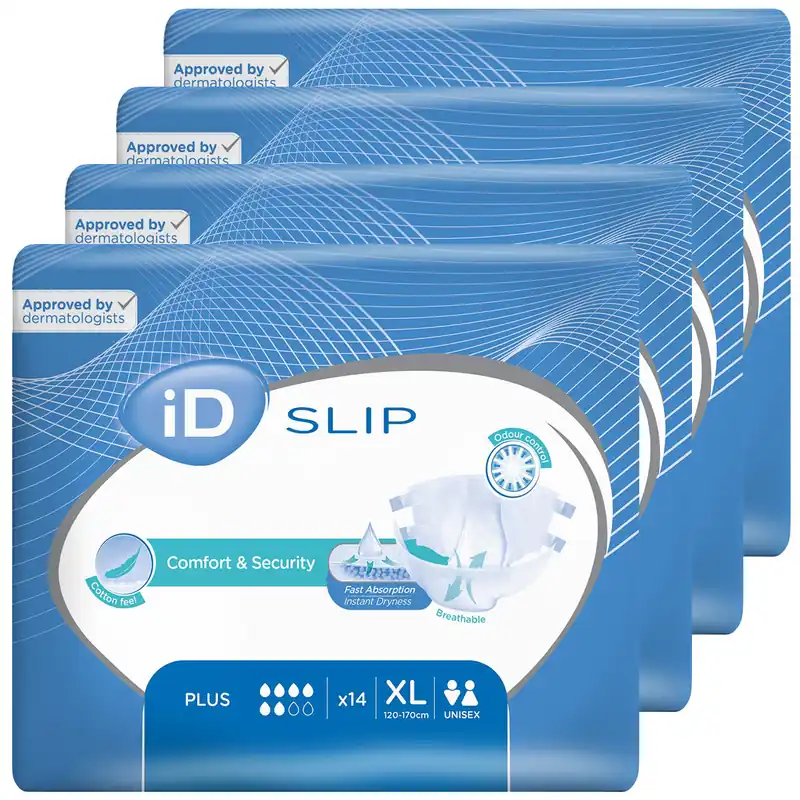 Ausverkauf iD Slip PLUS - Inkontinenzwindeln - Gr. X-Large (XL) - 4x14 St. Karton