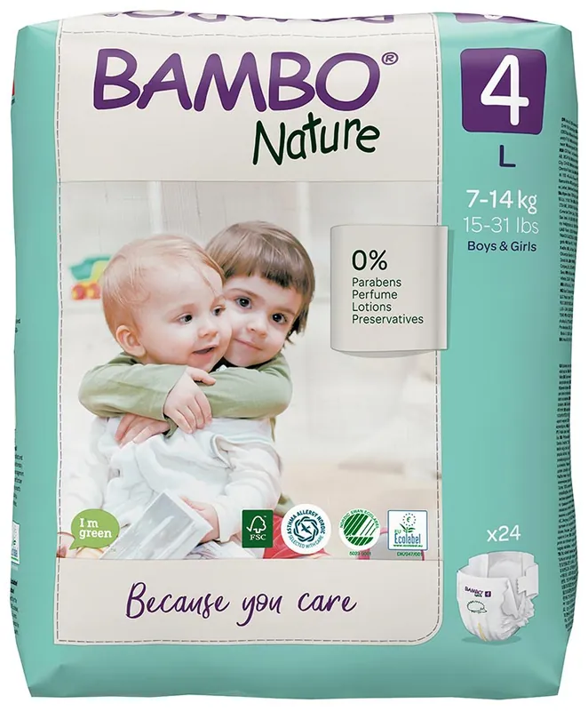 Bambo NATURE - Babywindeln Gr. 4 MAXI [L] 7-14 Kg - 24 Stück Einzelpack Jetzt Bestellen