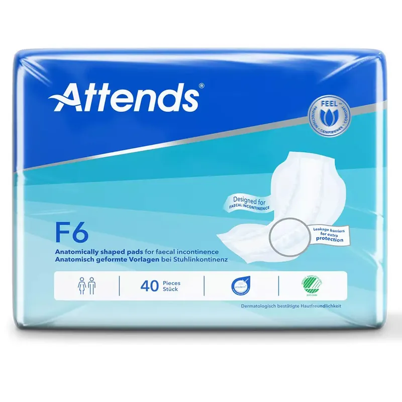 ATTENDS F6 - Stuhl Inkontinenzvorlagen - 40 Stück Packung Saisonangebot