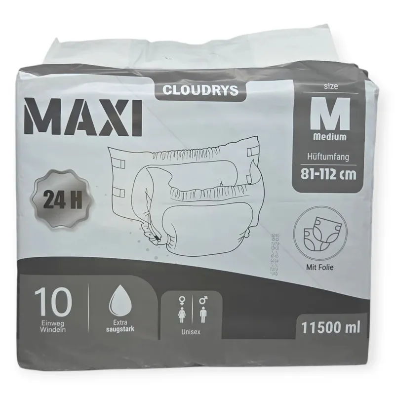 Cloudrys Maxi schwarz - die 11,5 Liter Erwachsenen Windeln | Medium (M) Bestseller