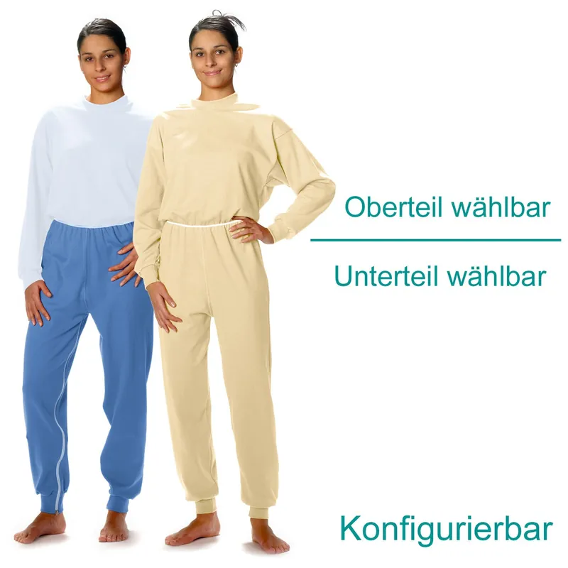 CAREWEAR Pflegeoverall - 2 teilig - L fichte - Unterteil: OHNE Beinreißverschluss azur Highlight