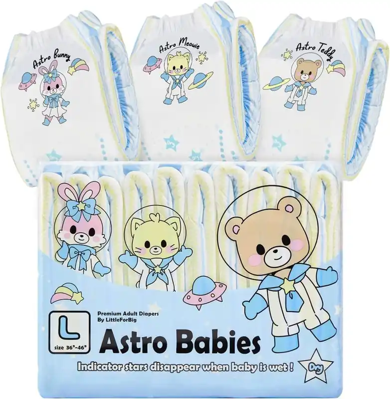 Little for Big - Astro Babies - bunte Windeln für Erwachsene | X-Large (XL) Direkt Vom Hersteller