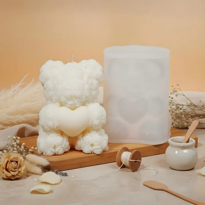 Preis Gesenkt Heart Bear candle mould - Silicone