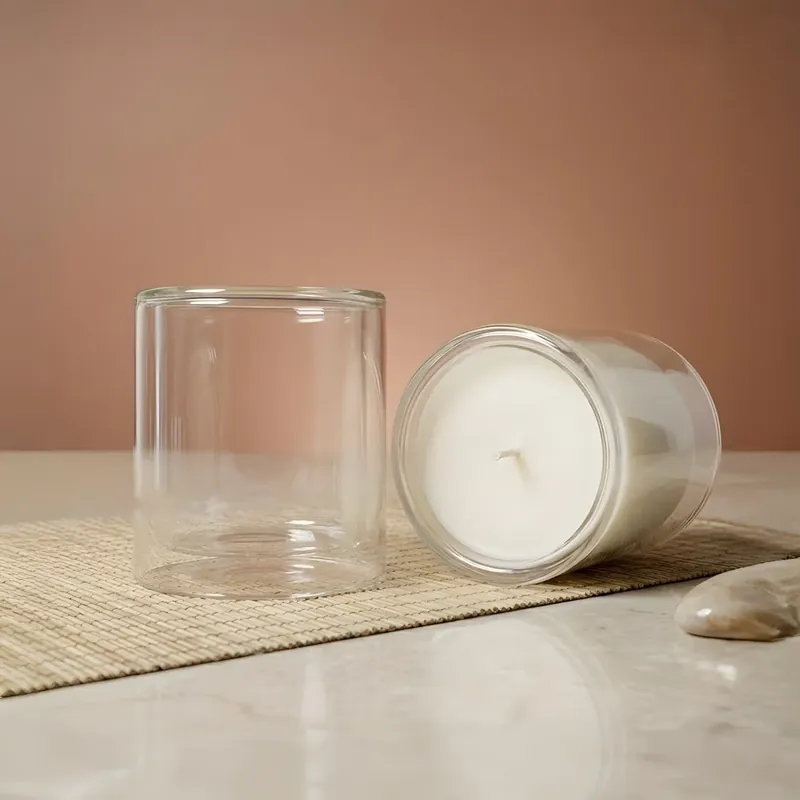 Saisonangebot Double wall transparent candle glass - 400 ml