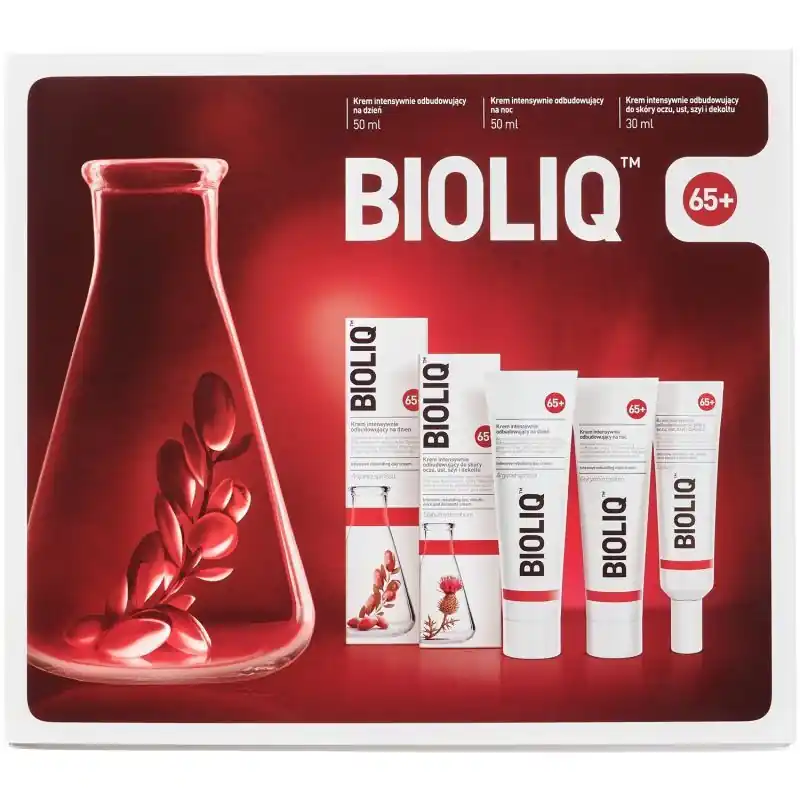 Abverkauf BIOLIQ 65+ Set Tagescreme 50 ml + Nachtcreme 50 ml + Augen- und Lippencreme 15 ml