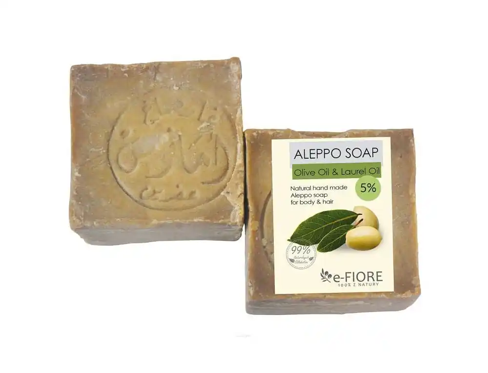 Ausverkauf e-FIORE Aleppo-Seife 5% Trockene und empfindliche Haut 200 g