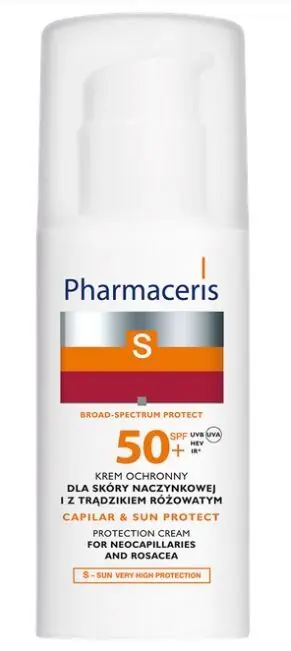 Neuheit PHARMACERIS S CAPILAR PROTECT Gesichtscreme SPF 50+ für die Haut von Couperose und Rosacea 50 ml