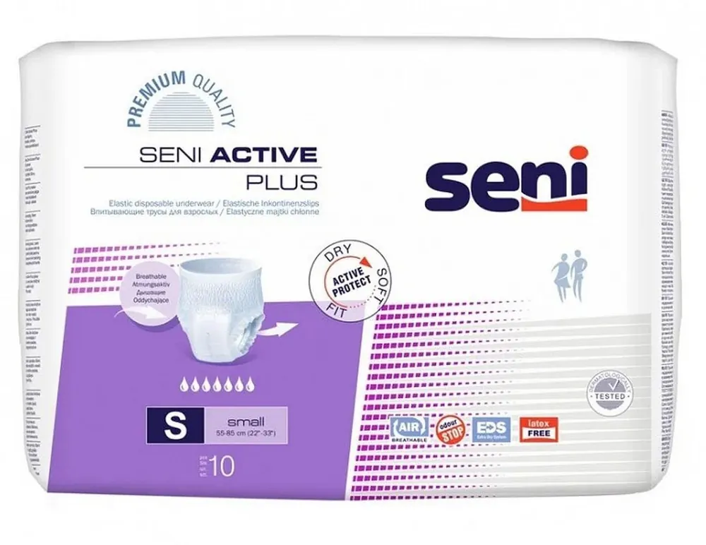 Solange Der Vorrat Reicht SENI ACTIVE PLUS Saugfähige Slips, die wie Unterwäsche getragen werden S 10 Stück