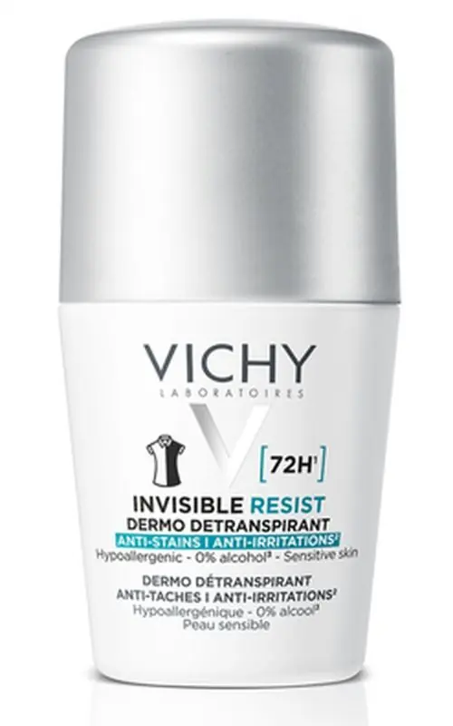 Heißes Angebot VICHY DEO INVISIBLE Resist 72h Antitranspirant Roll-on gegen Flecken 50 ml