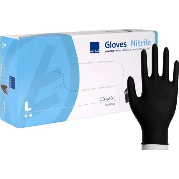 Abverkauf Abena Nitrile-Handschuhe puderfrei Größe L 100er Box schwarz
