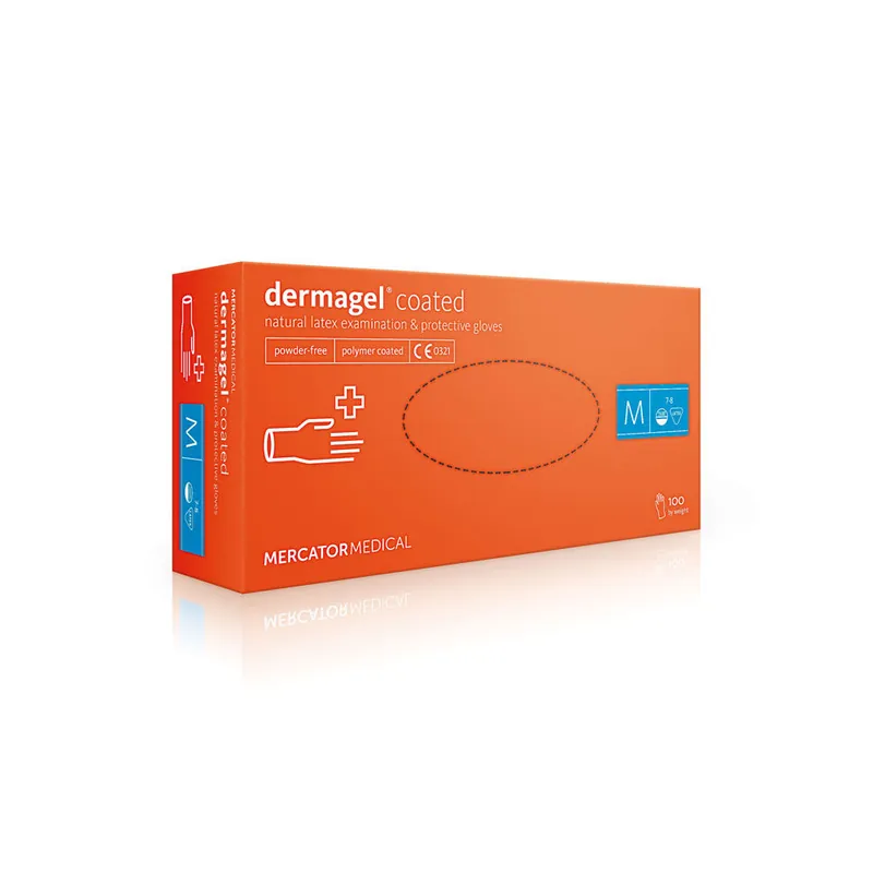 Mercator Medizinische Latexhandschuhe unsteril dermagel coated puderfrei Mittel 100 Stück Geprüft